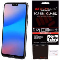 [5 Pack] TECHGEAR Screen Protectors for Huawei P20 Lite - Clear Lcd Screen Protector Compatible with Huawei P20 Lite