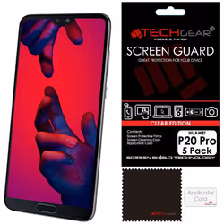 [5 Pack] TECHGEAR Screen Protectors for Huawei P20 Pro - Clear Lcd Screen Protector Compatible with Huawei P20 Pro