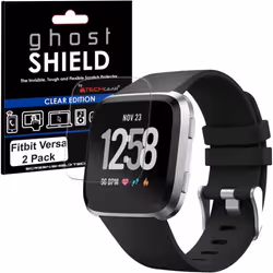 [2 Pack] TECHGEAR Screen Protectors to fit Fitbit Versa [ghostSHIELD Edition]  Reinforced Flexible TPU Screen Protector with  ...
