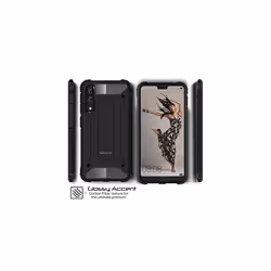 TECHGEAR P20 Case - [Tough Armoured] ShockProof Dual-Layer Protective Heavy Duty Tough Cover Compatible with Huawei P20 - (Black)