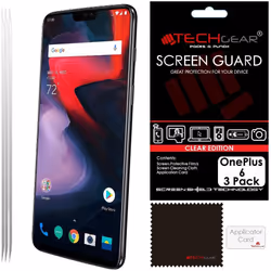 [3 Pack] TECHGEAR Screen Protectors for OnePlus 6 - Clear Lcd Screen Protector Compatible with OnePlus 6