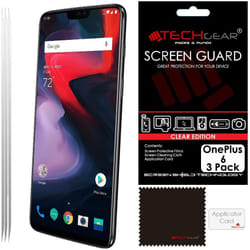 [3 Pack] TECHGEAR Screen Protectors for OnePlus 6 - Clear Lcd Screen Protector Compatible with OnePlus 6