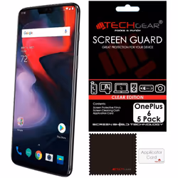 [5 Pack] TECHGEAR Screen Protectors for OnePlus 6 - Clear Lcd Screen Protector Compatible with OnePlus 6