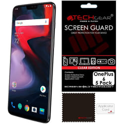 [5 Pack] TECHGEAR Screen Protectors for OnePlus 6 - Clear Lcd Screen Protector Compatible with OnePlus 6