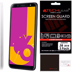 [3 Pack] TECHGEAR Screen Protectors for Galaxy J6 (SM-J600 Series) - Clear Lcd Screen Protectors Cover Guards Compatible with ...