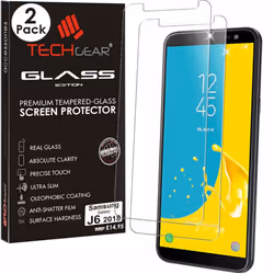 TECHGEAR [Pack of 2] GLASS Edition for Galaxy J6 (SM-J600 Series) - Genuine Tempered Glass Screen Protectors Guard Covers Com ...