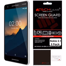 [5 Pack] TECHGEAR Screen Protectors for Nokia 2.1 - Clear Lcd Screen Protectors Cover Guards Compatible with Nokia 2.1