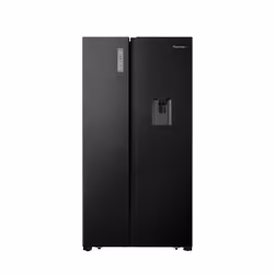 Fridgemaster MS91520DEB, Freestanding, American door, Black, LED, On door, Tempered glass