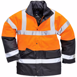 Portwest Unisex Hard-wearing Hi Vis Traffic Jacket / Safetywear / Workwear - L, Orange/Navy