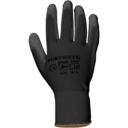 Portwest PU Palm Coated Gloves (A120) / Workwear - M, Black