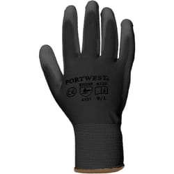 Portwest PU Palm Coated Gloves (A120) / Workwear - L, Black
