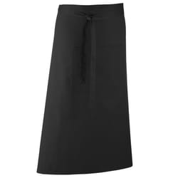 Premier Unisex Colours Bar Apron / Workwear (Long Continental Style) - One Size, Black