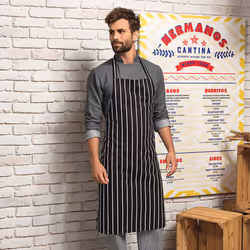 Premier Ladies/Womens Stripe Apron / Workwear (Butchers Style) - One Size, Navy/White