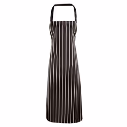 Premier Ladies/Womens Stripe Apron / Workwear (Butchers Style) - One Size, Black/White