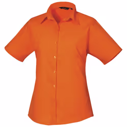 Premier Short Sleeve Poplin Blouse / Plain Work Shirt - 8, Orange