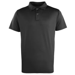 Premier Unisex Coolchecker Studded Plain Polo Shirt - M, Black