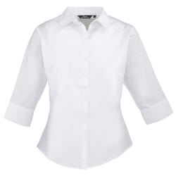 Premier 3/4 Sleeve Poplin Blouse / Plain Work Shirt - 20, White