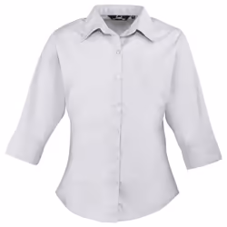 Premier 3/4 Sleeve Poplin Blouse / Plain Work Shirt - 12, Silver