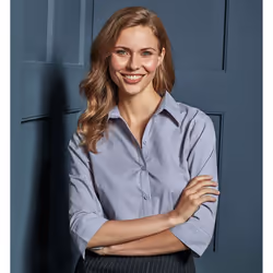 Premier 3/4 Sleeve Poplin Blouse / Plain Work Shirt - 12, Silver