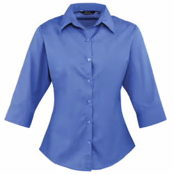 Premier 3/4 Sleeve Poplin Blouse / Plain Work Shirt - 18, Royal