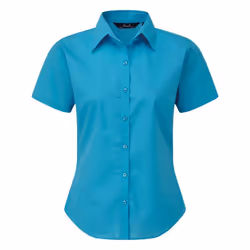 Premier Short Sleeve Poplin Blouse / Plain Work Shirt - 22, Turquoise
