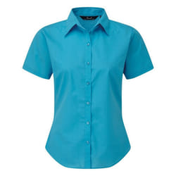 Premier Short Sleeve Poplin Blouse / Plain Work Shirt - 22, Turquoise