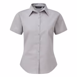 Premier Short Sleeve Poplin Blouse / Plain Work Shirt - 22, Silver