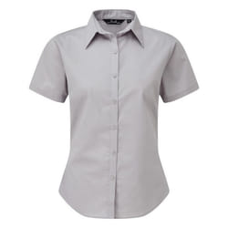 Premier Short Sleeve Poplin Blouse / Plain Work Shirt - 20, Silver