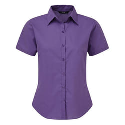 Premier Short Sleeve Poplin Blouse / Plain Work Shirt - 8, Purple