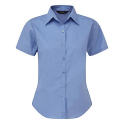 Premier Short Sleeve Poplin Blouse / Plain Work Shirt - 26, Mid Blue