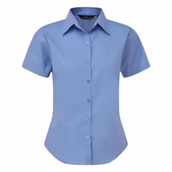 Premier Short Sleeve Poplin Blouse / Plain Work Shirt - 22, Mid Blue