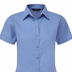 Premier Short Sleeve Poplin Blouse / Plain Work Shirt - 22, Mid Blue