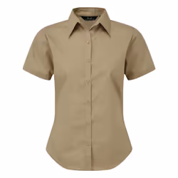 Premier Short Sleeve Poplin Blouse / Plain Work Shirt - 12, Khaki