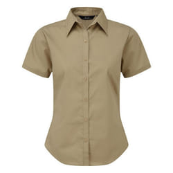 Premier Short Sleeve Poplin Blouse / Plain Work Shirt - 12, Khaki