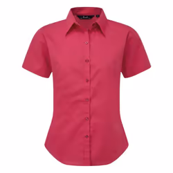 Premier Short Sleeve Poplin Blouse / Plain Work Shirt - 10, Hot Pink