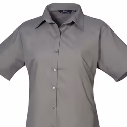 Premier Short Sleeve Poplin Blouse / Plain Work Shirt - 16, Dark Grey