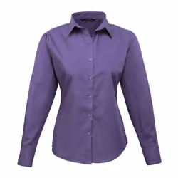 Premier Womens/Ladies Poplin Long Sleeve Blouse / Plain Work Shirt - 8, Purple