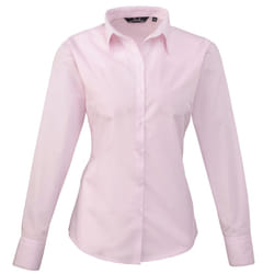 Premier Womens/Ladies Poplin Long Sleeve Blouse / Plain Work Shirt - 24, Pink
