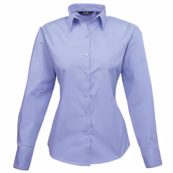 Premier Womens/Ladies Poplin Long Sleeve Blouse / Plain Work Shirt - 8, Mid blue