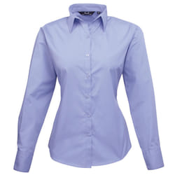 Premier Womens/Ladies Poplin Long Sleeve Blouse / Plain Work Shirt - 26, Mid blue