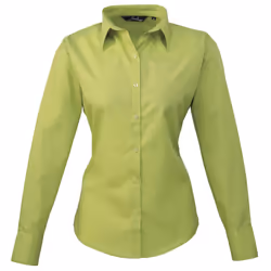 Premier Womens/Ladies Poplin Long Sleeve Blouse / Plain Work Shirt - 20, Lime