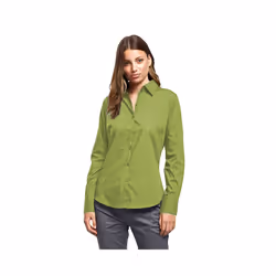 Premier Womens/Ladies Poplin Long Sleeve Blouse / Plain Work Shirt - 16, Lime