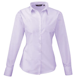Premier Womens/Ladies Poplin Long Sleeve Blouse / Plain Work Shirt - 14, Lilac