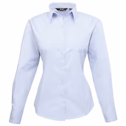 Premier Womens/Ladies Poplin Long Sleeve Blouse / Plain Work Shirt - 22, Light Blue