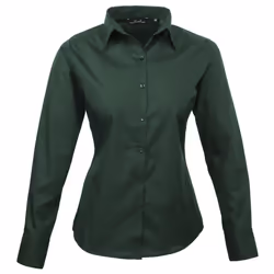 Premier Womens/Ladies Poplin Long Sleeve Blouse / Plain Work Shirt - 14, Bottle
