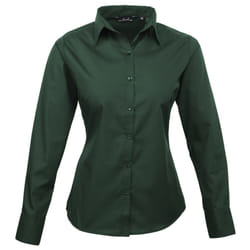 Premier Womens/Ladies Poplin Long Sleeve Blouse / Plain Work Shirt - 14, Bottle