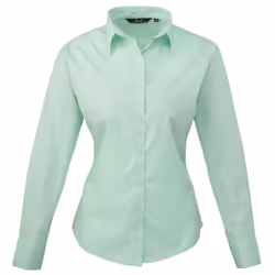 Premier Womens/Ladies Poplin Long Sleeve Blouse / Plain Work Shirt - 14, Aqua