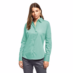 Premier Womens/Ladies Poplin Long Sleeve Blouse / Plain Work Shirt - 14, Aqua