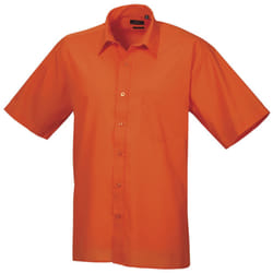 Premier Mens Short Sleeve Formal Poplin Plain Work Shirt - 16.5, Orange