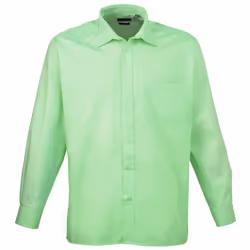 Premier Mens Long Sleeve Formal Plain Work Poplin Shirt - 18.5, Aqua